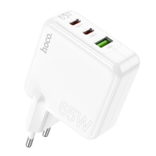 Мережевий зарядний пристрій HOCO C115A Header PD65W GaN three-port(2C1A) charger White new