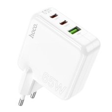 Мережевий зарядний пристрій HOCO C115A Header PD65W GaN three-port(2C1A) charger White new