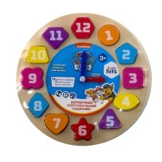 Ігровий набір сортер Годинник Щенячий патруль KidsHits KH20/047 дерево 12 фігур різнобарвний