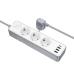 Мережевий фільтр-подовжувач 3 розетки BOROFONE BAC9 Power 3хUSB/Type C 10 А 3 м білий з сірим