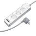 Мережевий фільтр-подовжувач 3 розетки BOROFONE BAC9 Power 3хUSB/Type C 10 А 3 м білий з сірим