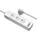 Мережевий фільтр-подовжувач 3 розетки BOROFONE BAC9 Power 3хUSB/Type C 10 А 3 м білий з сірим