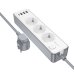 Мережевий фільтр-подовжувач 3 розетки BOROFONE BAC9 Power 3хUSB/Type C 10 А 3 м білий з сірим