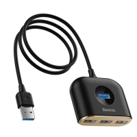 USB-хаб зовнішній 4 порти Baseus Square 1 м чорний