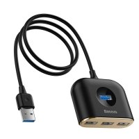 USB-хаб зовнішній 4 порти Baseus Square 1 м чорний