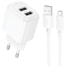 Зарядний пристрій з кабелем 2хUSB/microUSB 1 м HOCO CS51A Surplus 12 W 5 V 2.4 A білий