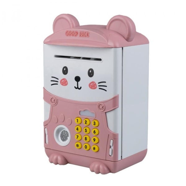 / Скарбничка cейф Мишеня в кепці Music Saving Box музична Рожевий