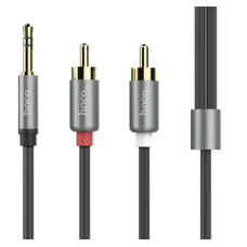 Аудіокабель HOCO UPA10 3.5mm male to double lotus RCA, TPE, 1.5m, Metal Gray new