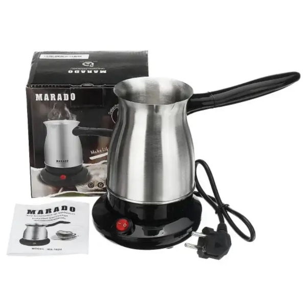 Турка-кавоварка електрична Marado MA-1628 нержавіюча сталь 600 Вт 600 мл сріблястий