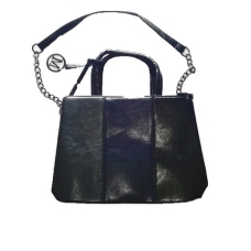 / Сумка жіноча, шкір-зам, ручка з ланцюжком, синя смужка, чорний (М)