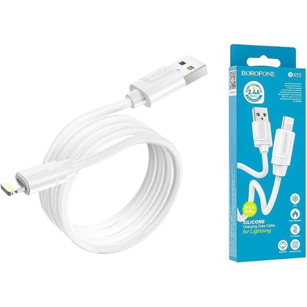 Кабель USB/Apple Lightning 1 м BOROFONE BX55 2.4 А білий