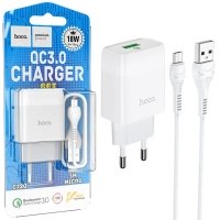 Зарядний пристрій з кабелем USB/microUSB 1 м HOCO C72Q 18 W 3 А білий