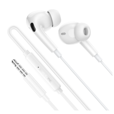 Навушники дротові вакуумні Borofone BM100 Pro Fuente AUX з мікрофоном білий