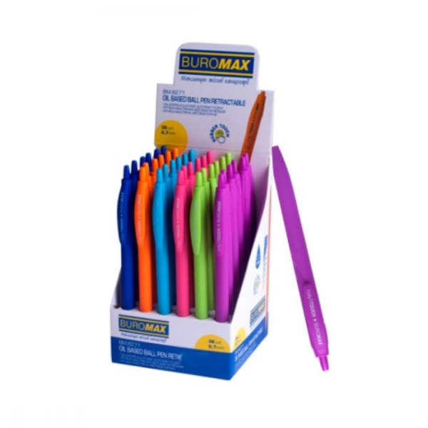 / Ручка ш. авт. "BuroMAX" 8271 Holly Touch 0,7 масл. син.