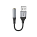 Перехідник USB M/3.5 мм AUX F 12 см HOCO LS36 Fresh чорний зі сріблястим