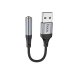 Перехідник USB M/3.5 мм AUX F 12 см HOCO LS36 Fresh чорний зі сріблястим