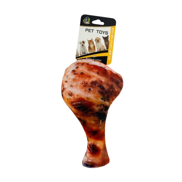 М’яка іграшка для собак Куряча ніжка з пищалкою 694/АМ-13 18 см коричневий