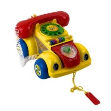 Іграшка-каталка Машинка-телефон 705Р зі шнурочком звукові ефекти 22 см різнобарвний