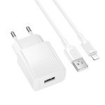 Зарядний пристрій з кабелем USB/Apple Lightning 1 м BOROFONE BAS71A Source 10.5 W 5 V 2.1 А білий