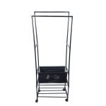Вішак-стійка для одягу з полицями для взуття YH9918-3A 150 х 56 см метал чорний