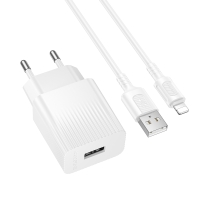 Зарядний пристрій з кабелем USB/Apple Lightning 1 м BOROFONE BAS71A Source 10.5 W 5 V 2.1 А білий
