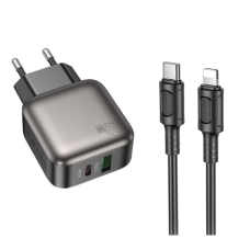 Мережевий зарядний пристрій з кабелем BOROFONE BAS54A Absolute PD20W+QC3.0 charger set (C to iP) (EU