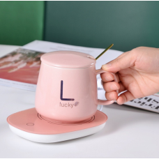 / Чашка 350мл на підставці з підігрівом до +55 ° С, Рожева new