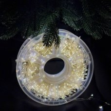 Світлодіодна гірлянда-нитка мідний дріт 2000 LED Роса D-Top-198 USB на котушці з пультом крапля 100 м теплий білий