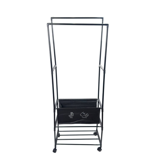 Вішак-стійка для одягу з полицями для взуття YH9918-3A 150 х 56 см метал чорний