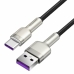 Кабель USB/Type-C 1 м Baseus Cafule Series Metal 66 Вт чорний зі сріблястим