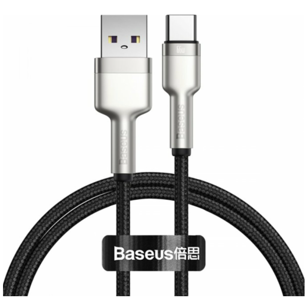 Кабель USB/Type-C 1 м Baseus Cafule Series Metal 66 Вт чорний зі сріблястим