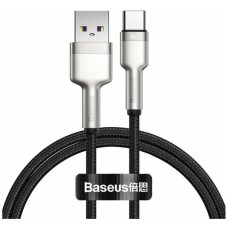 Кабель USB/Type-C 1 м Baseus Cafule Series Metal 66 Вт чорний зі сріблястим