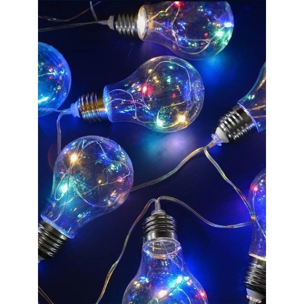 / Світлодіодна гірлянда-нитка Едісона прозорий дріт 75 LED Euro Led 2.5 м мульти