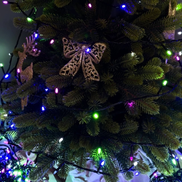Світлодіодна гірлянда-нитка чорний дріт 1000 LED SOFI свічка матова 70 м 8 режимів мульти