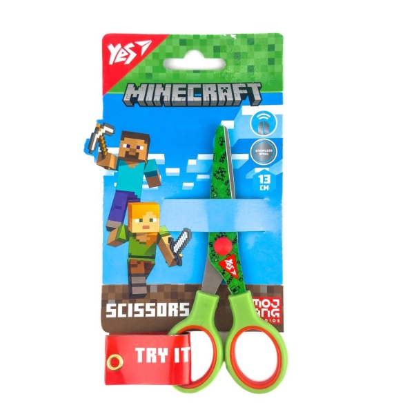 Ножиці дитячі 13 см Yes 480436 Minecraft з малюнком на лезі зелений