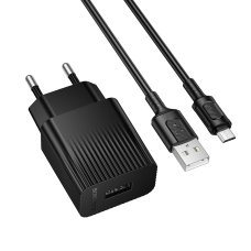 Зарядний пристрій з кабелем USB/microUSB 1 м BOROFONE BAS71A Source 10.5 W 5 V 2.1 А чорний