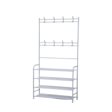 Вішак-стійка для одягу з полицями для взуття New simple 151 х 60 метал білий