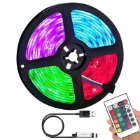 Світлодіодна стрічка самоклейна 5 м LED RGB 5050 Bluetooth з пультом чорний