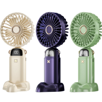 Вентилятор портативний Mini fan M15 діаметр 9 см з підставкою для телефону та дисплеєм рожевий new