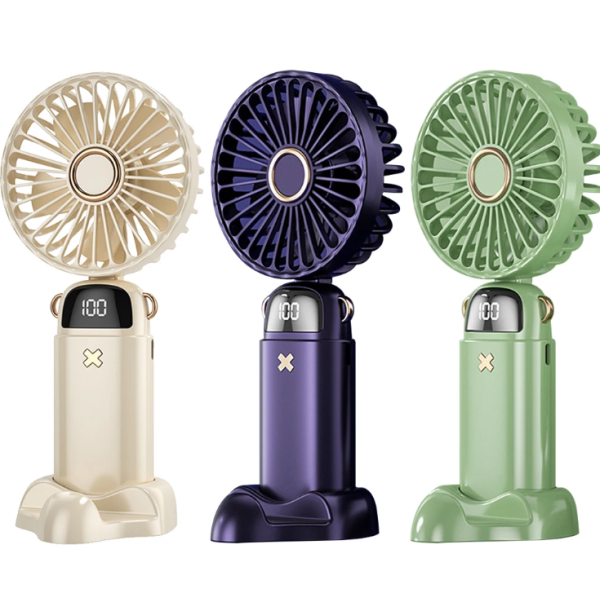 Вентилятор портативний Mini fan M15 діаметр 9 см з підставкою для телефону та дисплеєм рожевий new