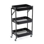 Етажерка на колесах складана SW-00002099 77 х 46 см метал чорний
