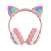 Навушники дитячі бездротові накладні AKS-28 LED MP3 Bluetooth з вушками рожевий