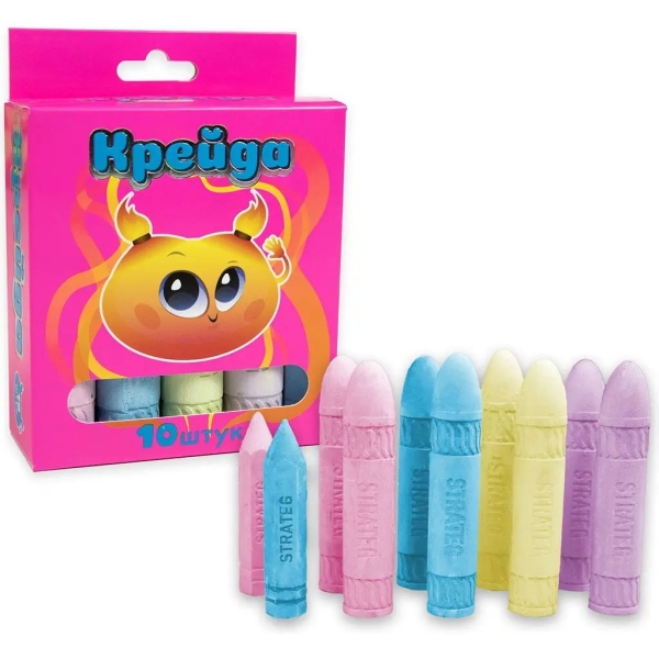 Крейда кольорова 10 штук Strateg 50118 фігурна 4 кольори