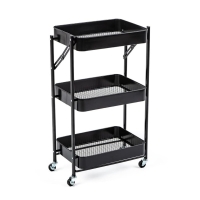 Етажерка на колесах складана SW-00002099 77 х 46 см метал чорний