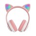 Навушники дитячі бездротові накладні AKS-28 LED MP3 Bluetooth з вушками рожевий