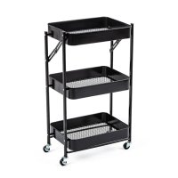 Етажерка на колесах складана SW-00002099 77 х 46 см метал чорний