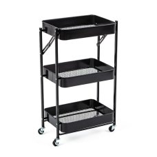 Етажерка на колесах складана SW-00002099 77 х 46 см метал чорний