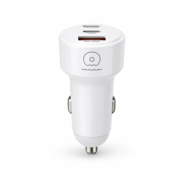Автомобільний зарядний пристрій 2хType-C+USB WUW C244 55 W білий