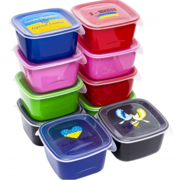 / Контейнер квадратний "Фаворит" 1,3л з малюнком БП-216 "Патріотичний" new