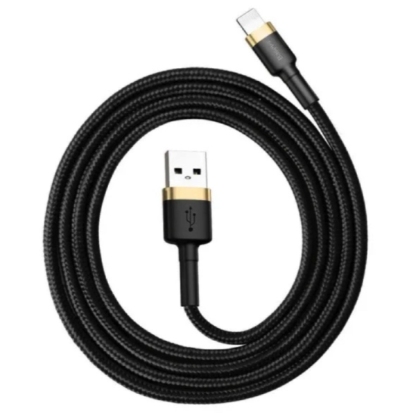 Кабель USB/Apple Lightning 1 м Baseus Cafule Cable 2.4 A чорний з золотистим new